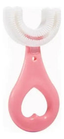 Escova Dentes Infantil Silicone Formato U 360 Graus Rosa