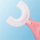 Escova Dentes Infantil Silicone Formato U 360 Graus Rosa