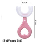 Escova Dentes Infantil Silicone Formato U 360 Graus Rosa