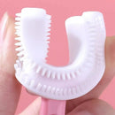 Escova Dentes Infantil Silicone Formato U 360 Graus Rosa