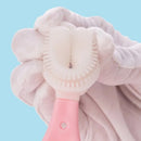 Escova Dentes Infantil Silicone Formato U 360 Graus Rosa