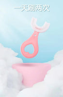 Escova Dentes Infantil Silicone Formato U 360 Graus Rosa