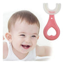 Escova Dentes Infantil Silicone Formato U 360 Graus Rosa